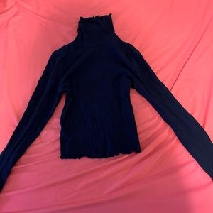 Navy blue crop top turtleneck